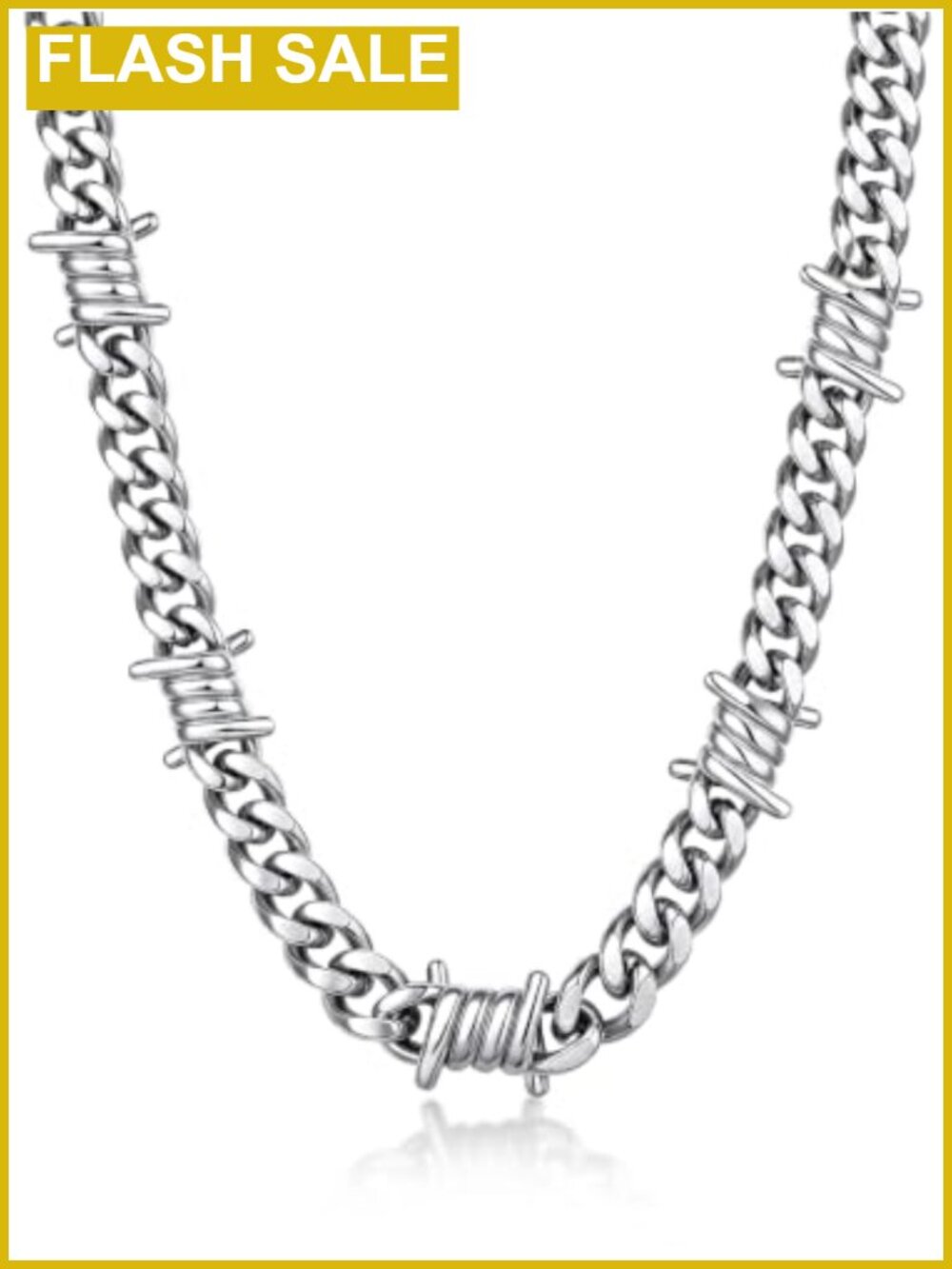 Stainless Steel Barbed Wire Cuban Chain Necklace Men Women Punk Gothic Jewelry